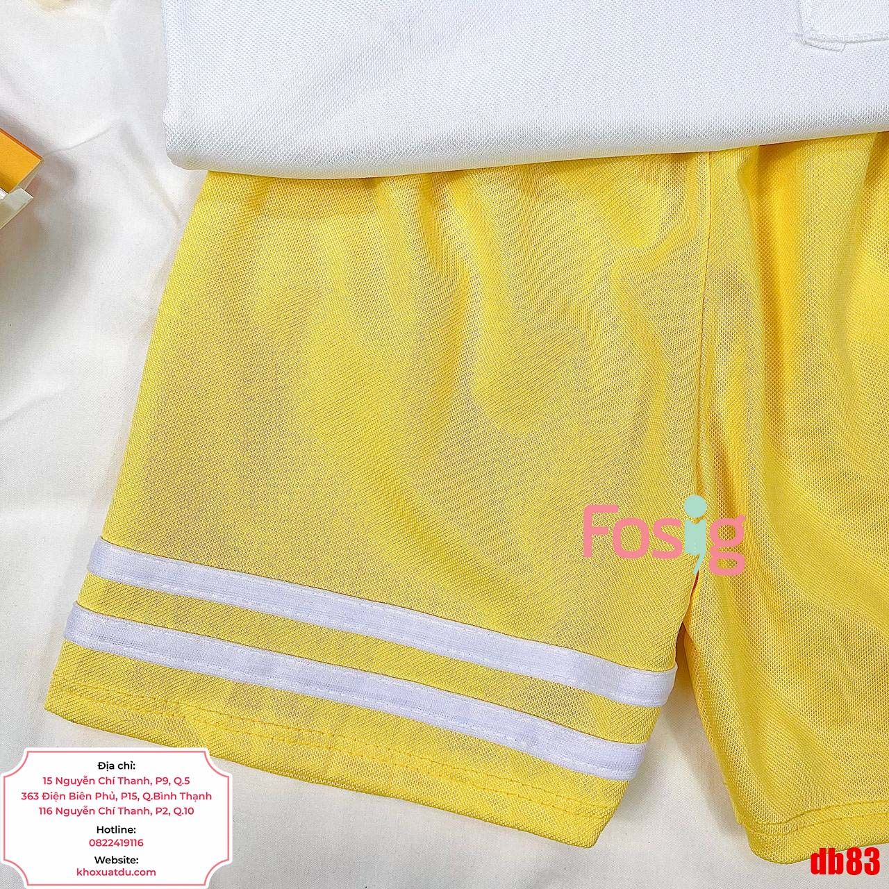  [8-18kg] Set Đồ Bộ Ngắn Polo Bé Trai - Vàng Trắng 