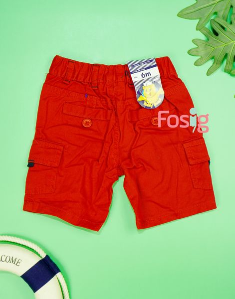  [3-6m] Quần Short Kaki Bé Trai - Đỏ Chỉ Navy 