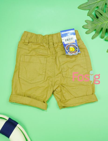  [3m-6m] Quần Short Kaki Bé Trai - Nâu Cúc Kem 