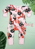  [3-6m ; 15-16kg] Sleepsuit Không Vớ Khóa Kéo Bé Gái - Hồng Hoa Cam 