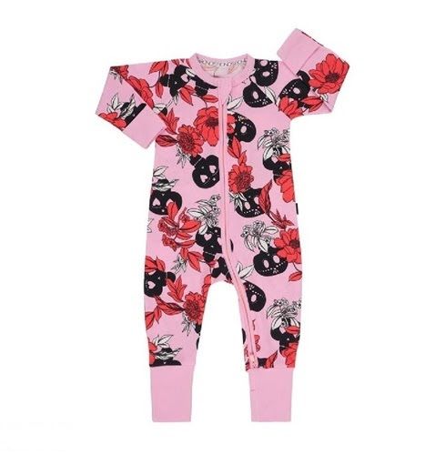  [3-6m ; 15-16kg] Sleepsuit Không Vớ Khóa Kéo Bé Gái - Hồng Hoa Cam 