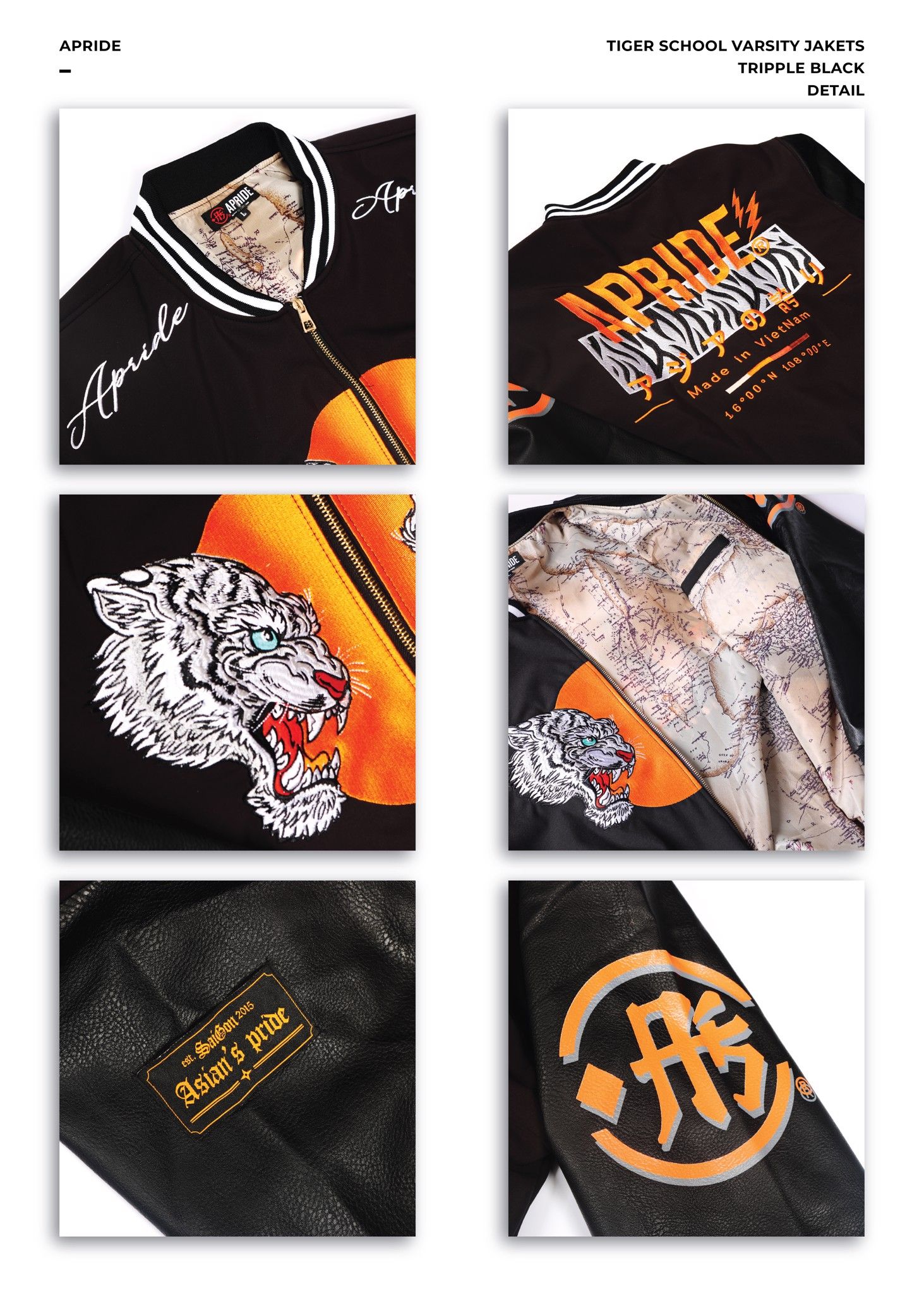 Apride Tiger School Varsity Jackets - Tripple Black