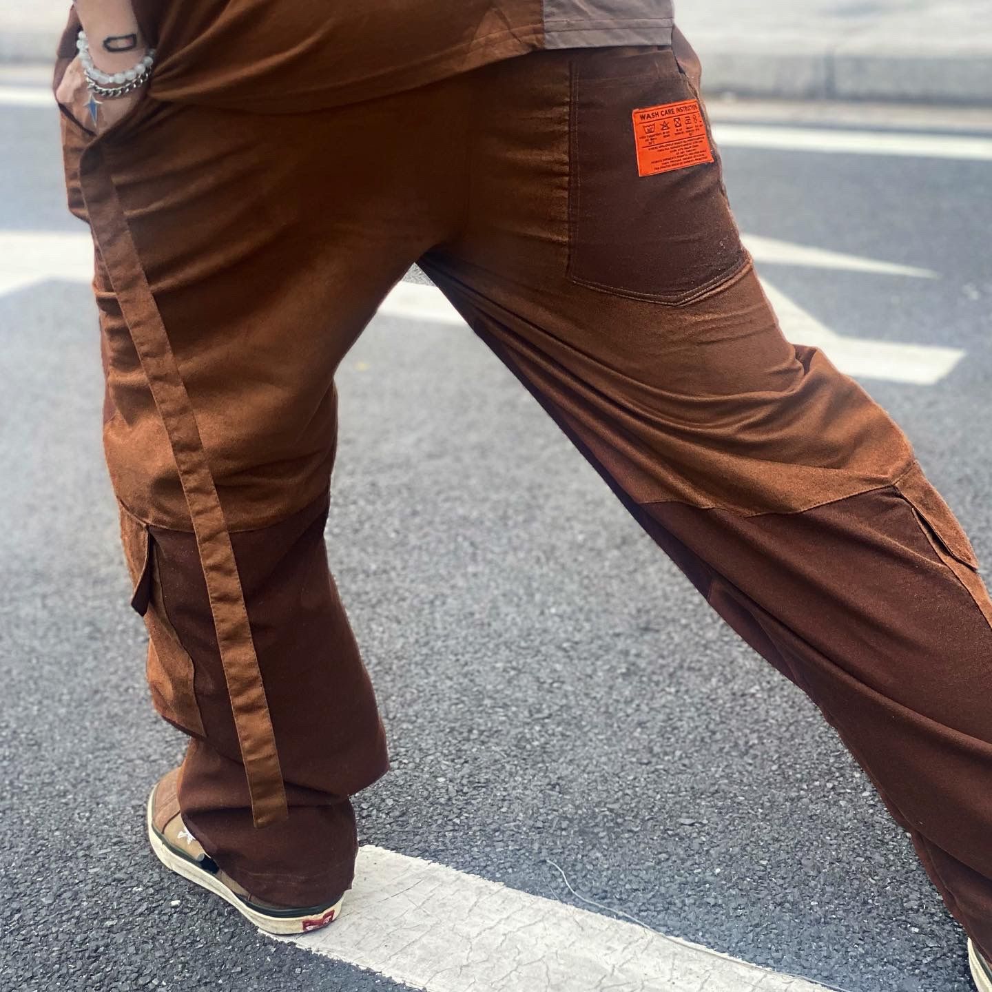 Apride Brown Suede Cargo Pants