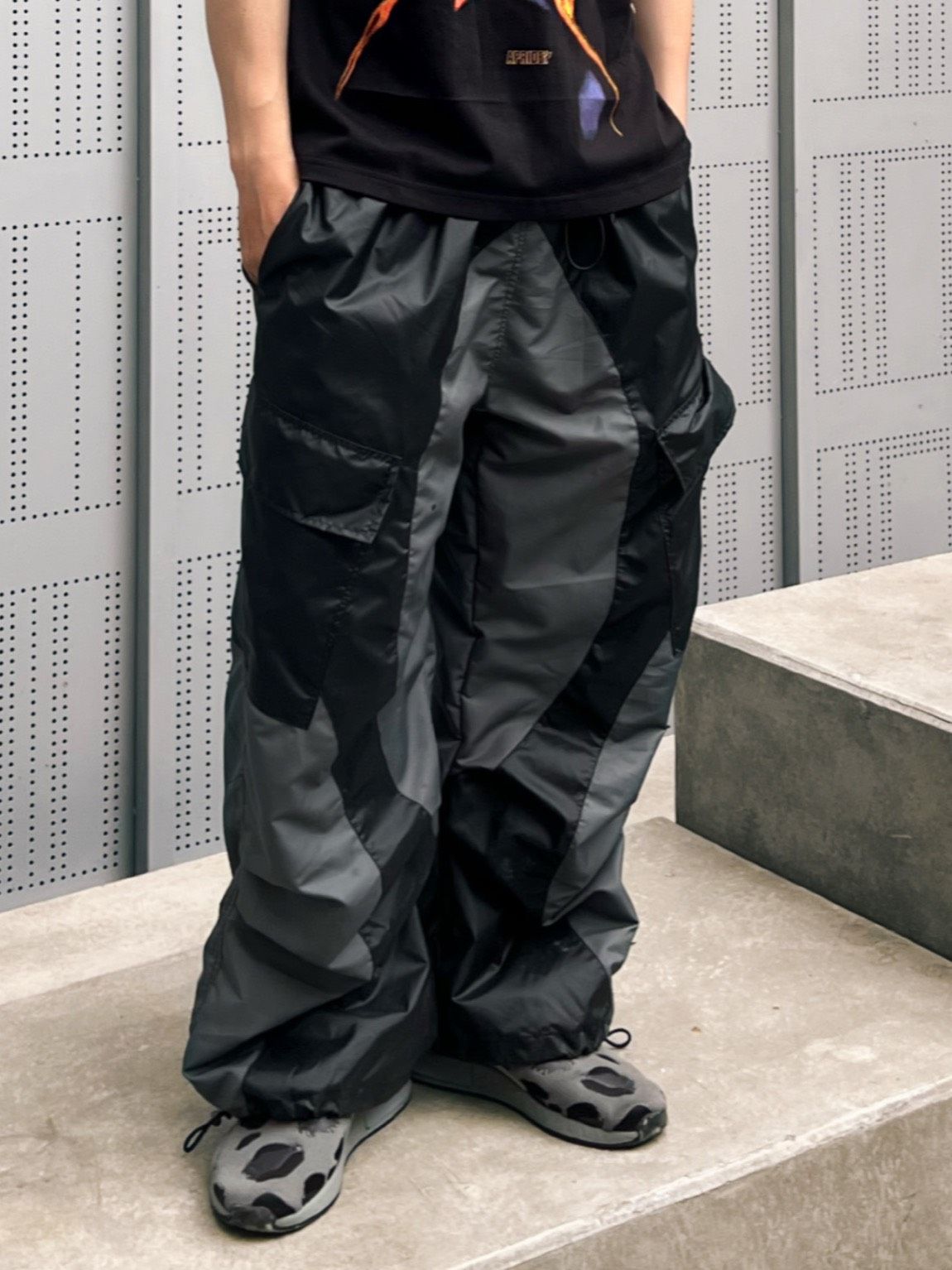  Apride Parachute Patching Pants Black - Grey 