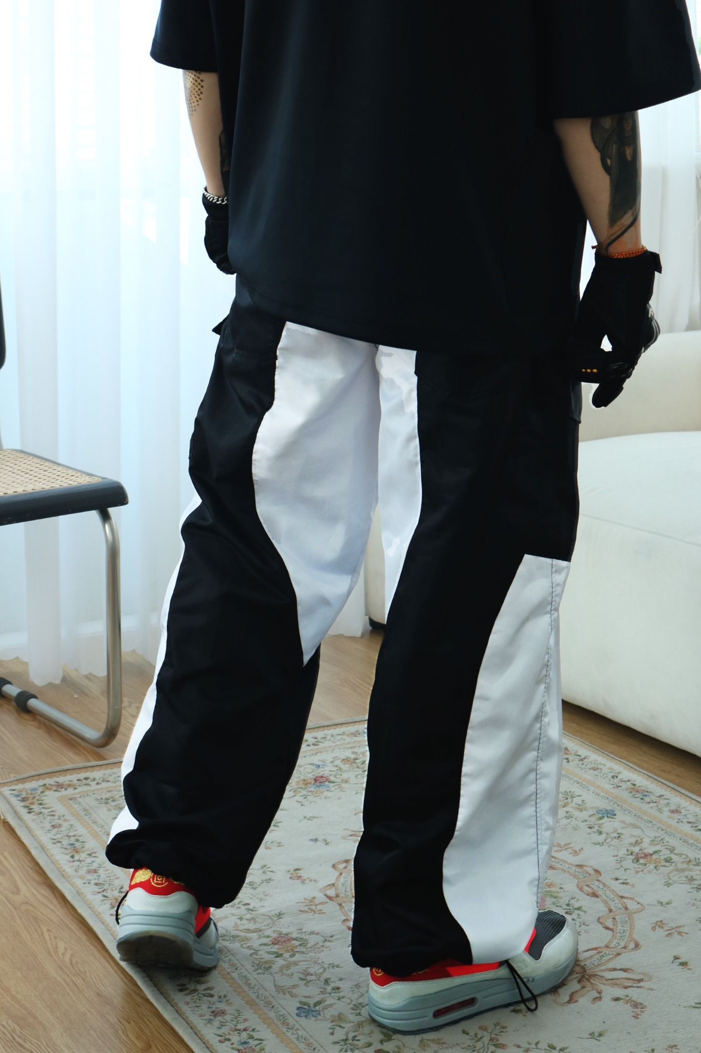 Apride Parachute Patching Pants Black and White