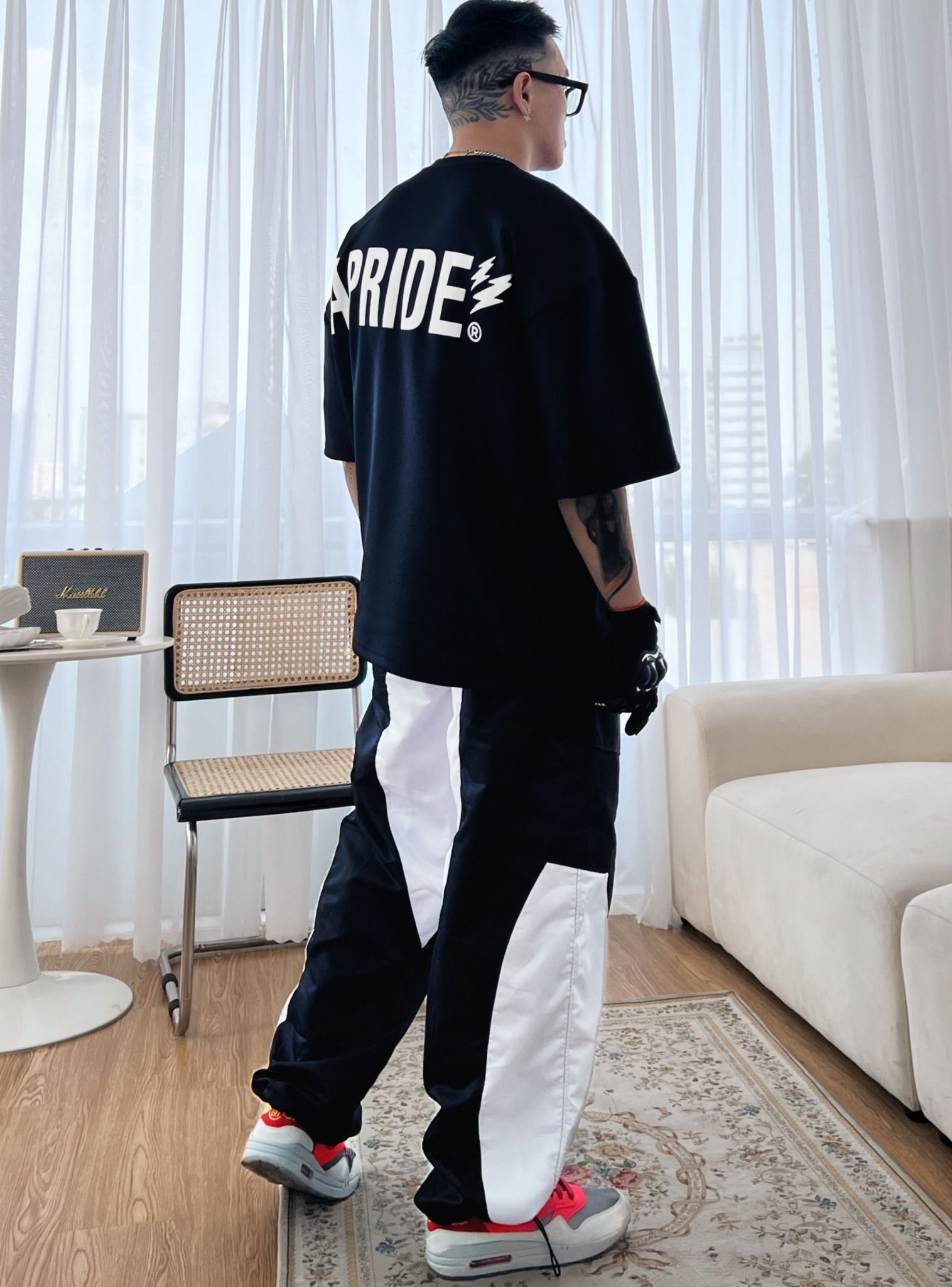 Apride Parachute Patching Pants Black and White