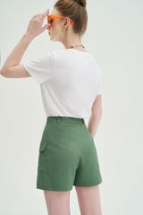 Skorts casual style tech lóng vuông trơn olive green