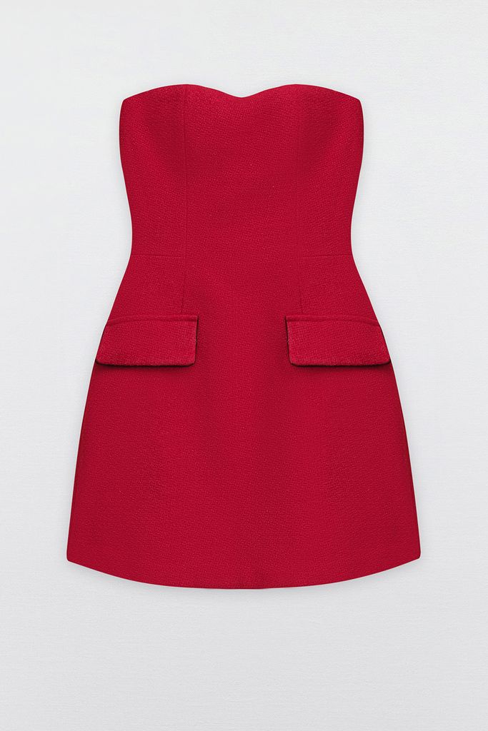 Đầm sleeveless text đỏ đô lé túi