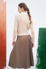 Midi skirts casual style tuytsy nâu capuchino