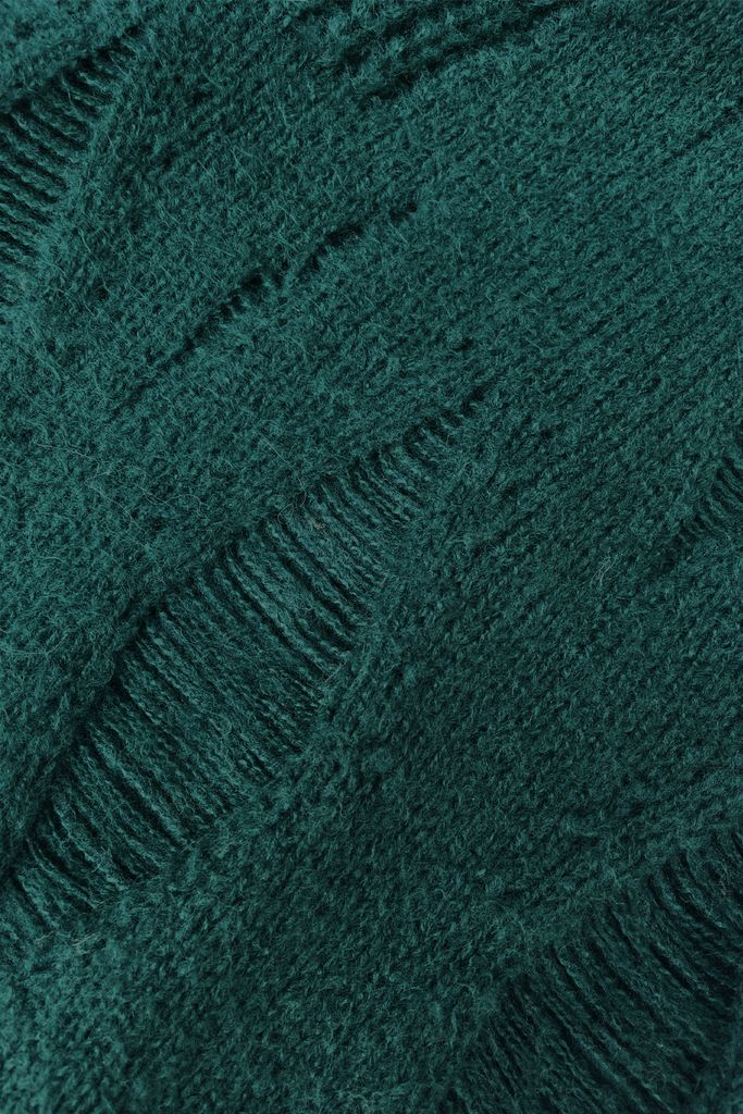 Gile len cashmere giãn sợi dark green cổ tim