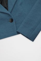 Áo khoác tweed xanh cổ vịt dáng crop