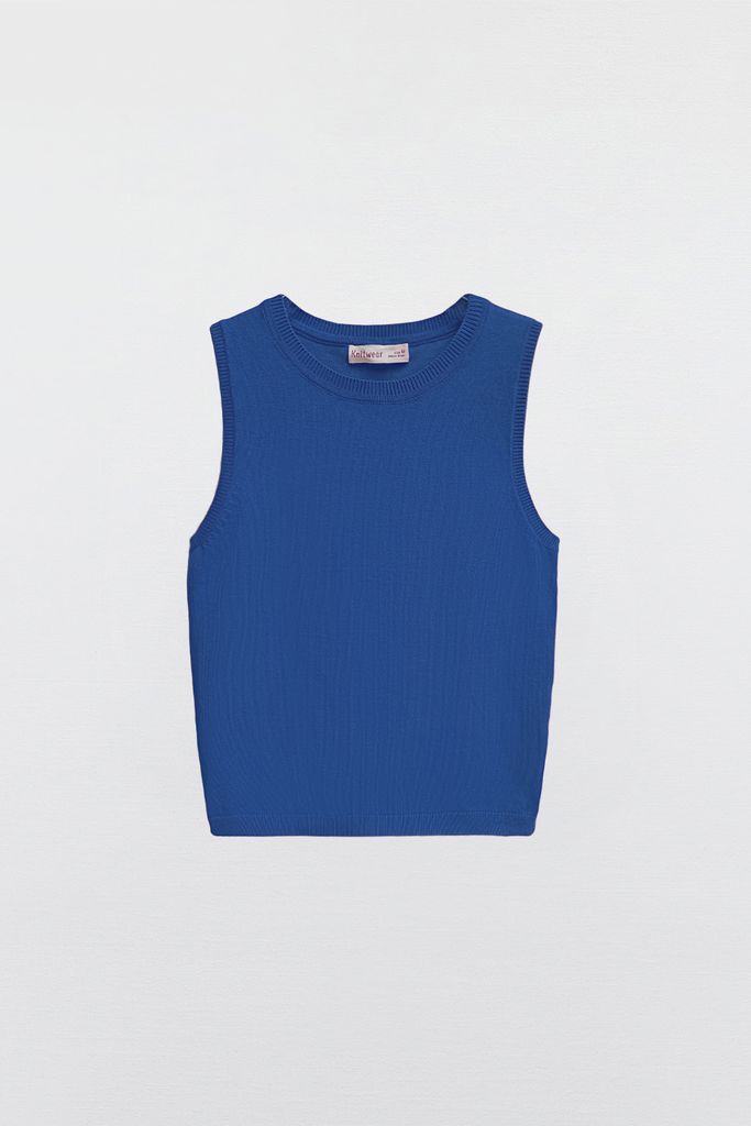 Sleeveless sweaters casual style len dệt cobalt