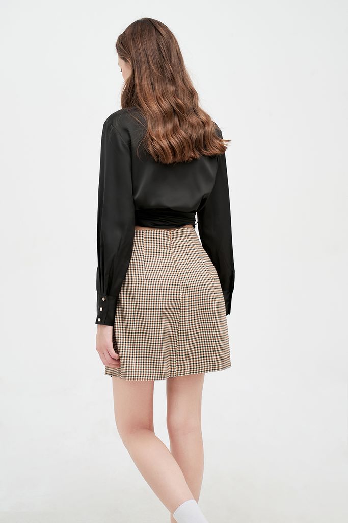 Mini skirts casual style tuytsy houndstooth nâu