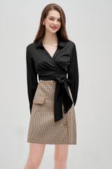 Mini skirts casual style tuytsy houndstooth nâu