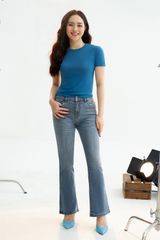 Quần jeans ống flare denim màu stone wash