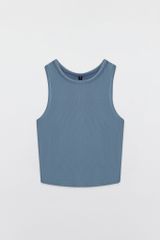 Áo Tanktop crop thun tăm xanh retro