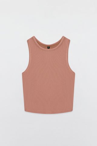 Áo Tanktop crop thun tăm cam đào