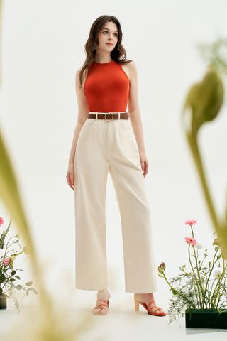 Quần culottes casual style kaki trắng kem