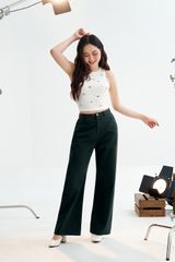 Áo Tanktop crop thun tăm trắng thêu hoa random