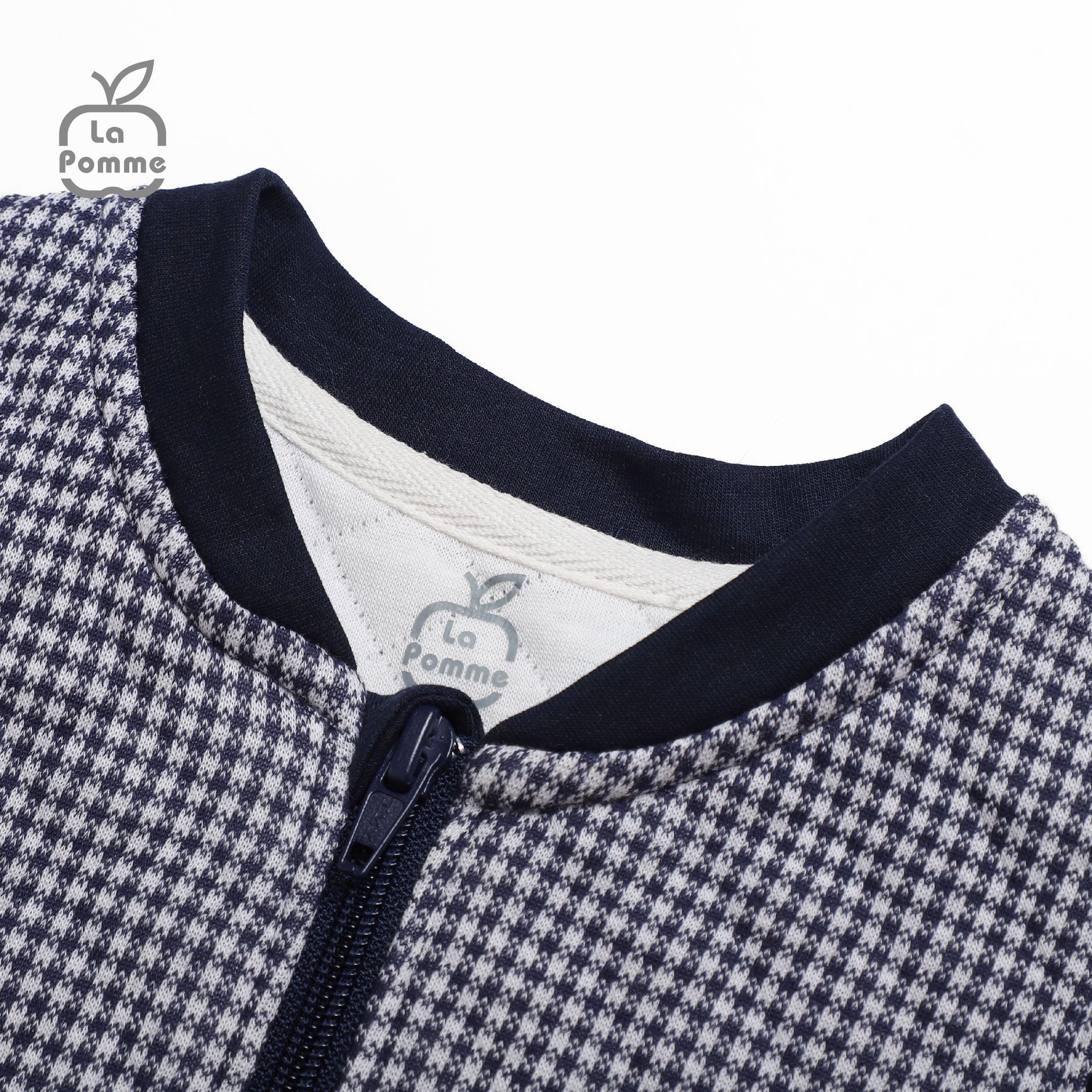 T020 Áo Gile Organic kẻ trung tính La Pomme - Tím than