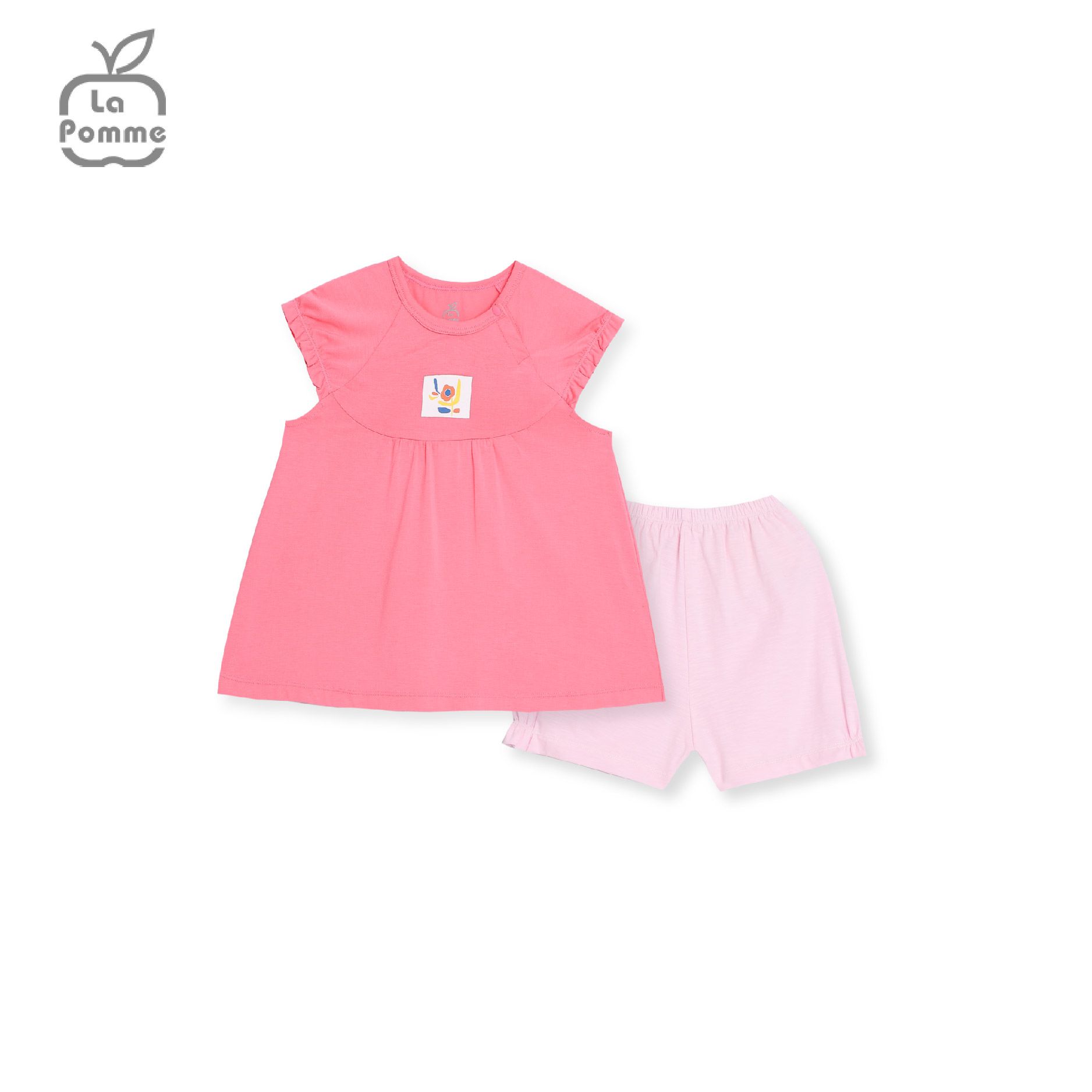 Bộ cộc tay La Pomme sắc màu vui nhộn - Hồng