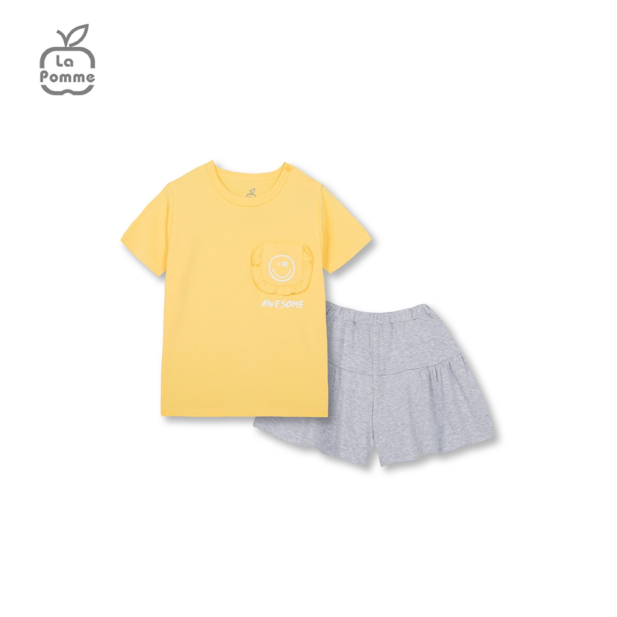 Bộ cộc tay La Pomme túi bèo - Vàng