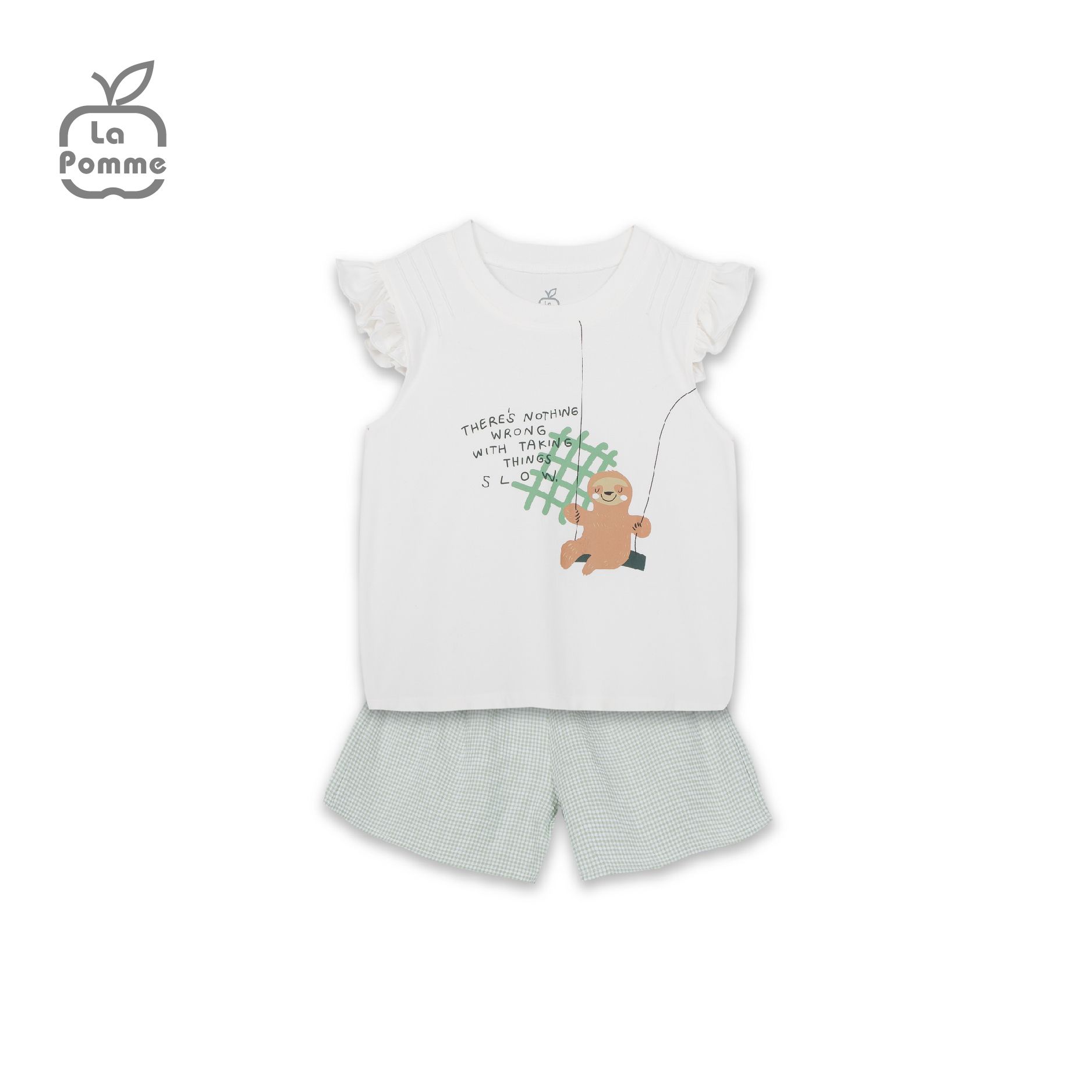 Bộ cộc tay La Pomme Caro vui nhộn - Xanh lá