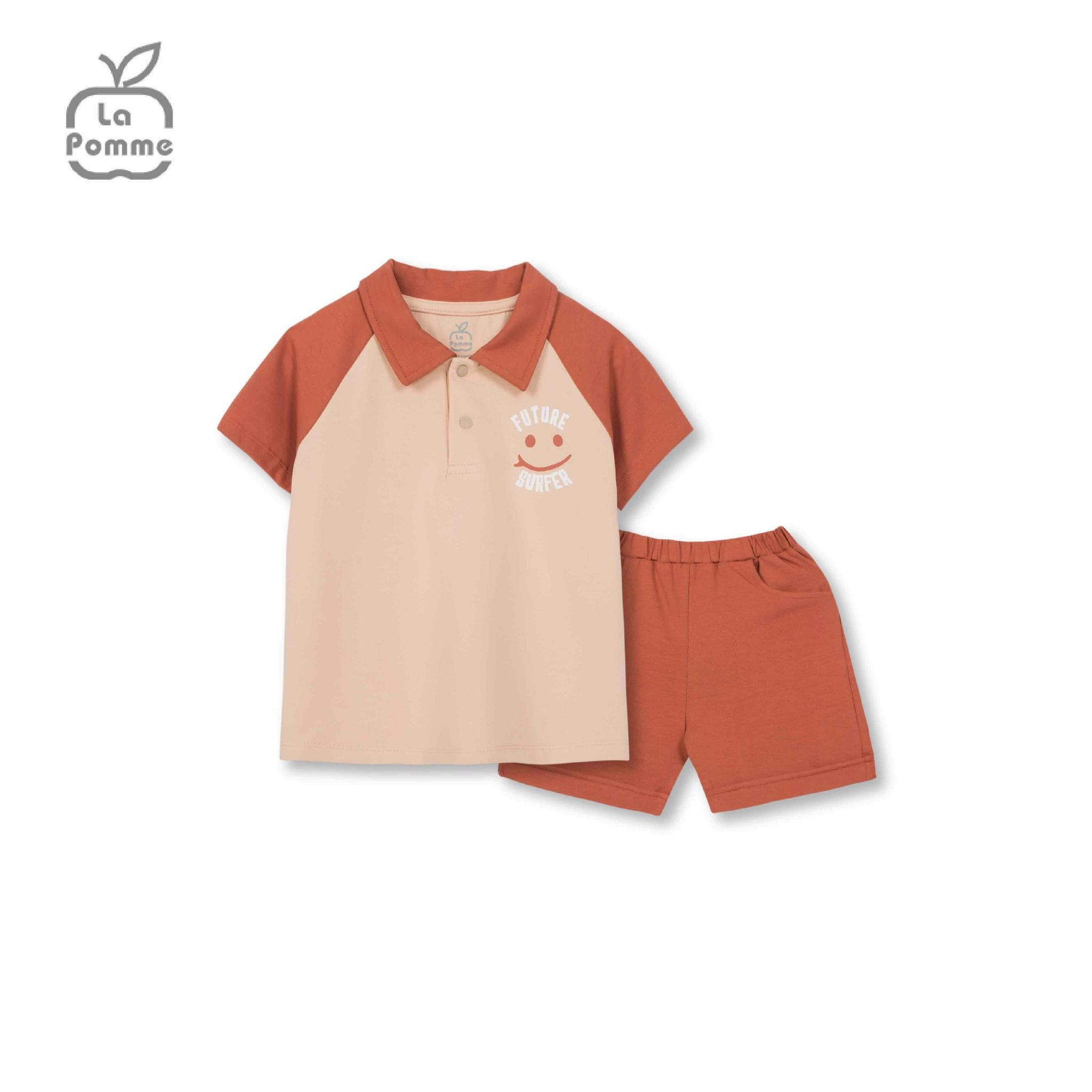 Bộ cộc tay La Pomme Smiling Polo - Ghi