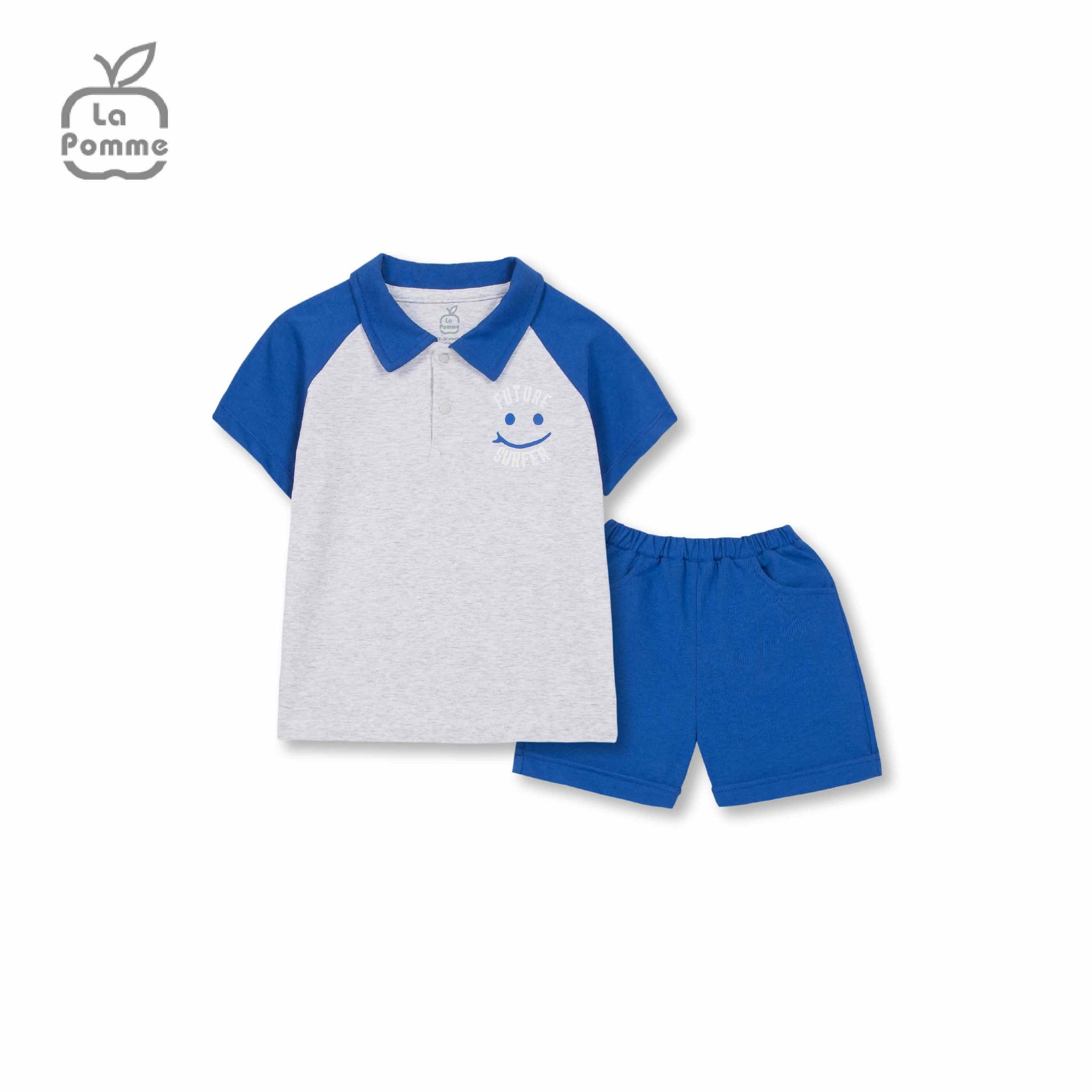 Bộ cộc tay La Pomme Smiling Polo - Ghi