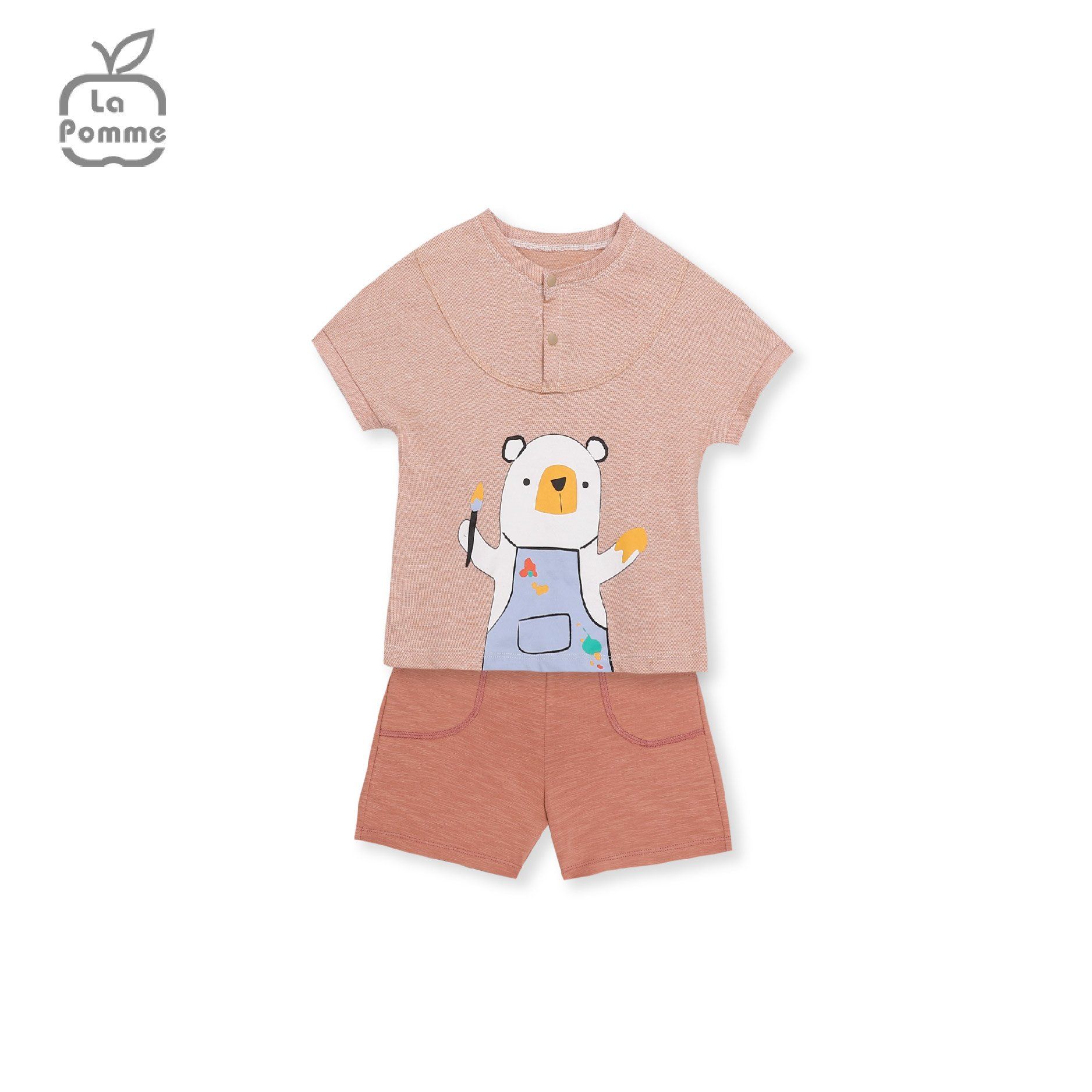 Bộ cộc tay La Pomme Nét vẽ tinh nghịch - Xanh