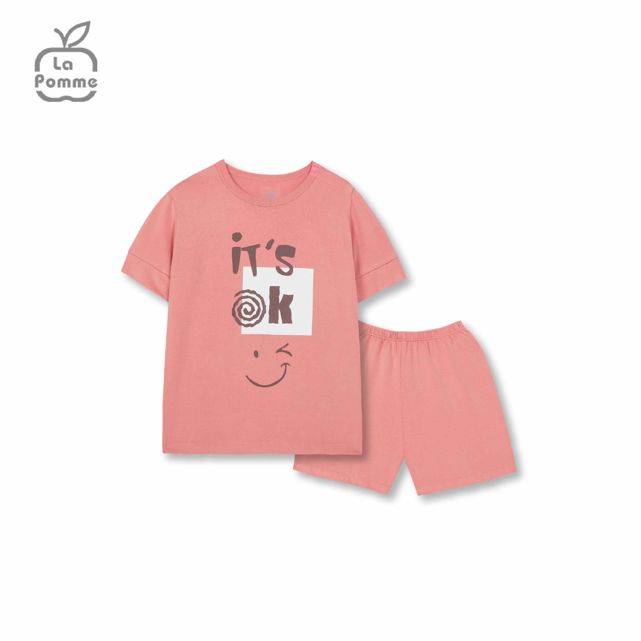 Bộ cộc tay La Pomme It's OK - Hồng Cam