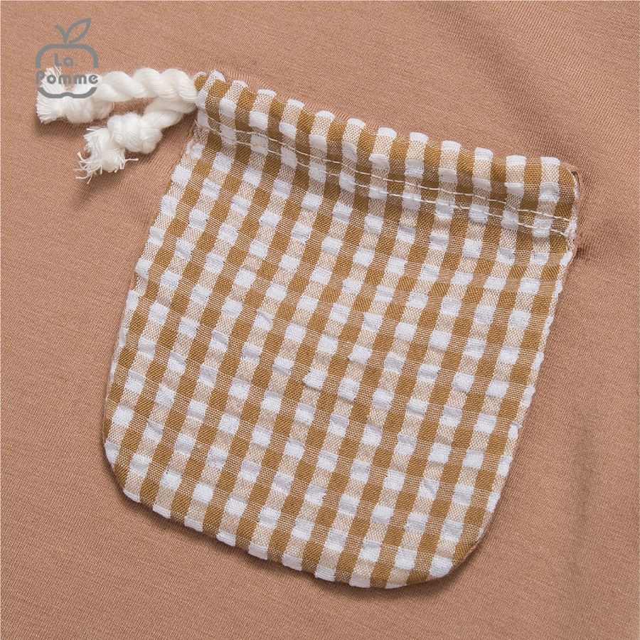 Bộ cộc tay La Pomme Caro túi rút - Nâu