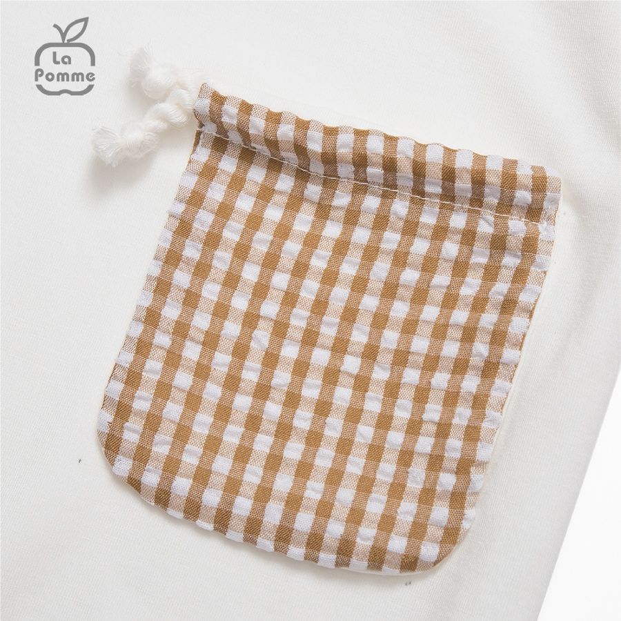 Bộ cộc tay La Pomme Caro túi rút - Trắng