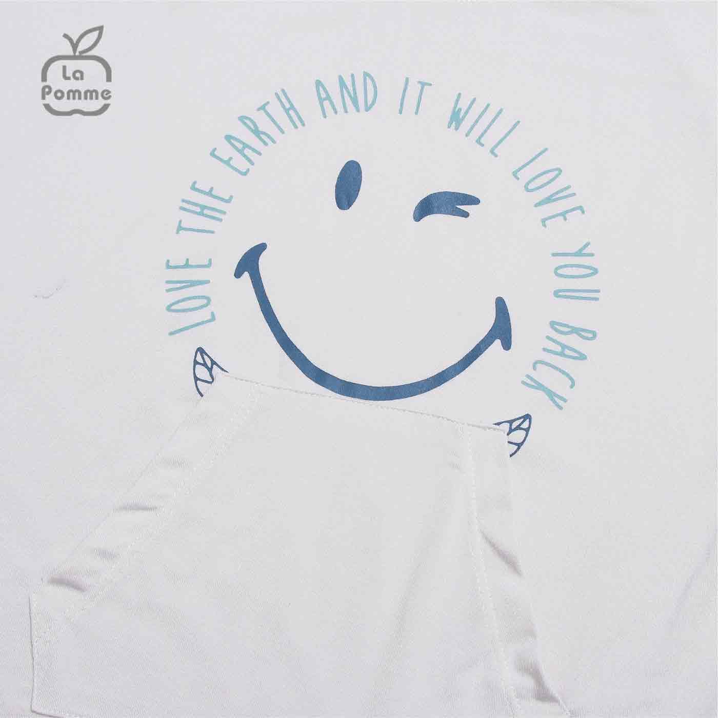 Bộ cộc tay La Pomme Funny Face - Trắng