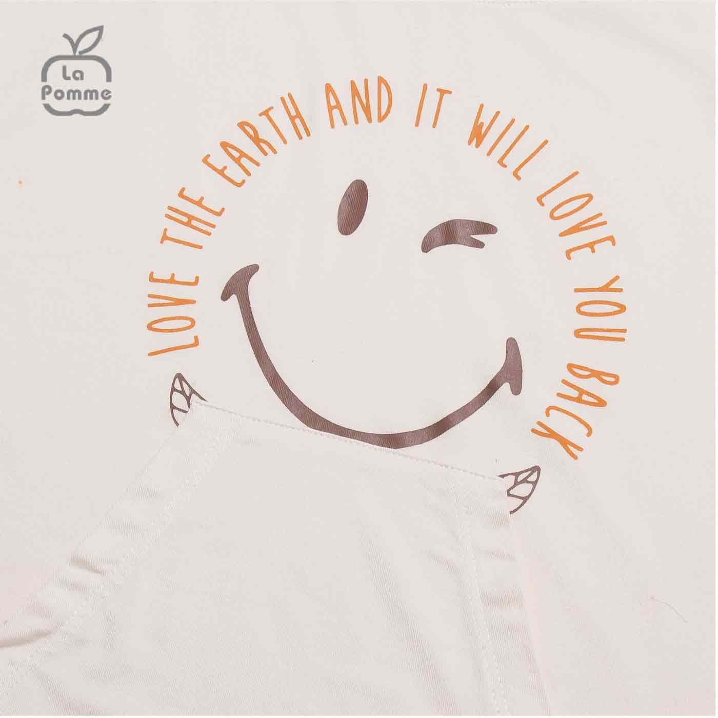 Bộ cộc tay La Pomme Funny Face - Trắng