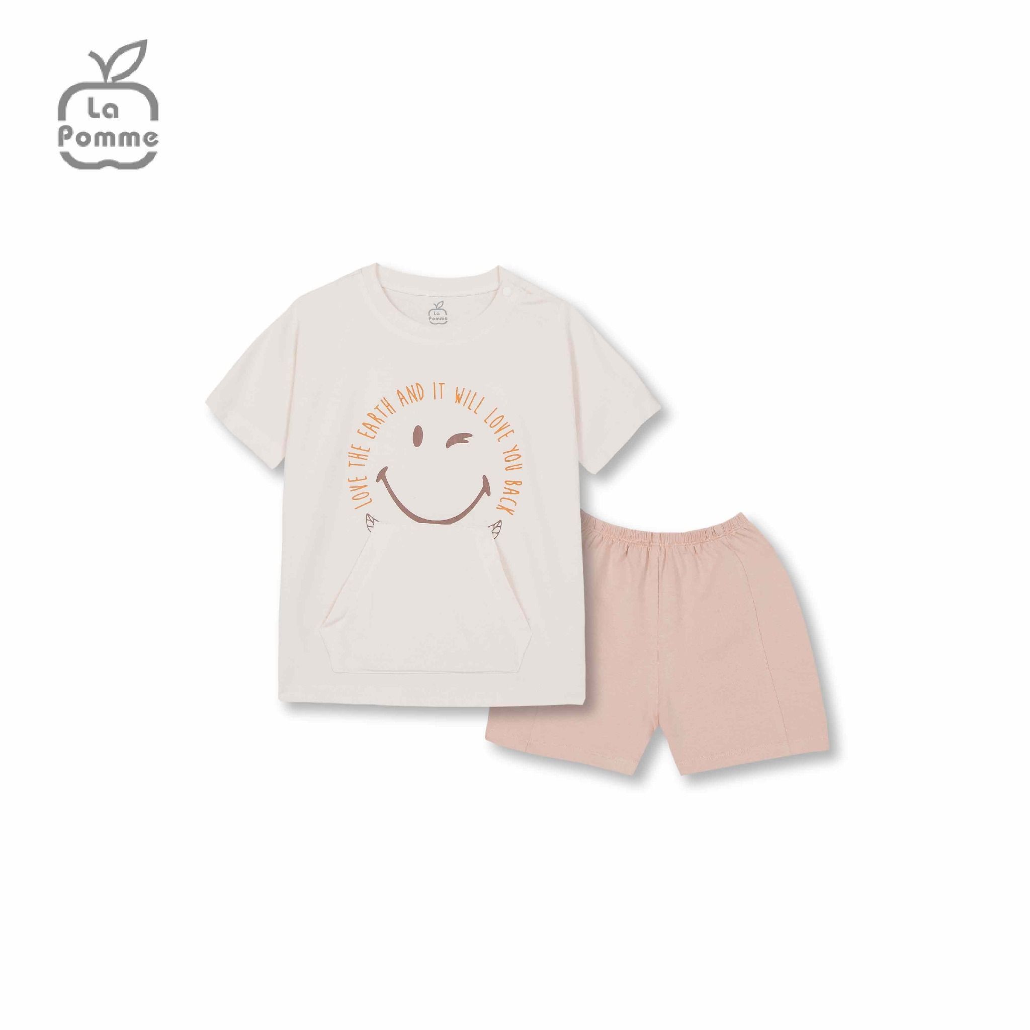 Bộ cộc tay La Pomme Funny Face - Ghi