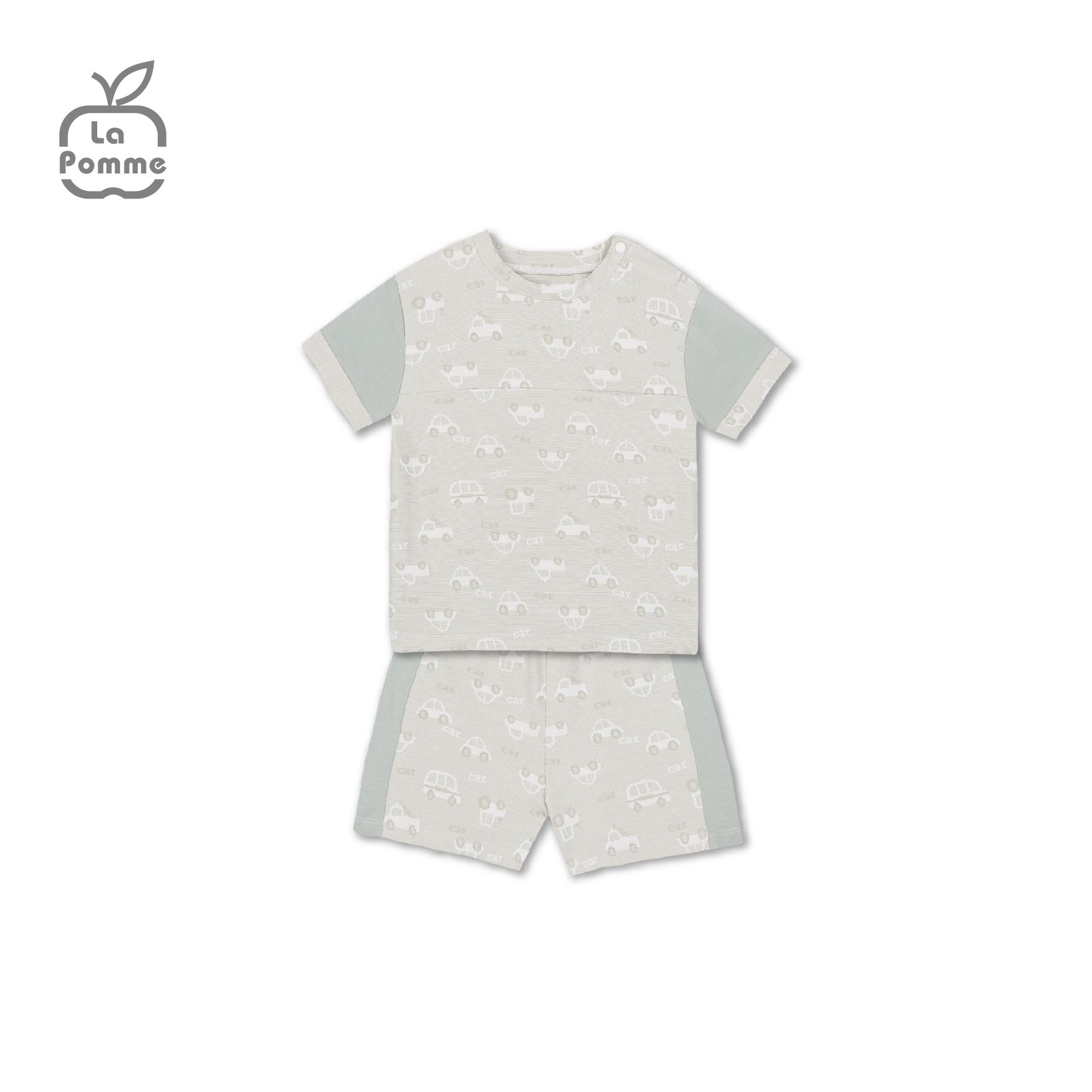 Bộ cộc tay La Pomme Tiny Car - Xanh