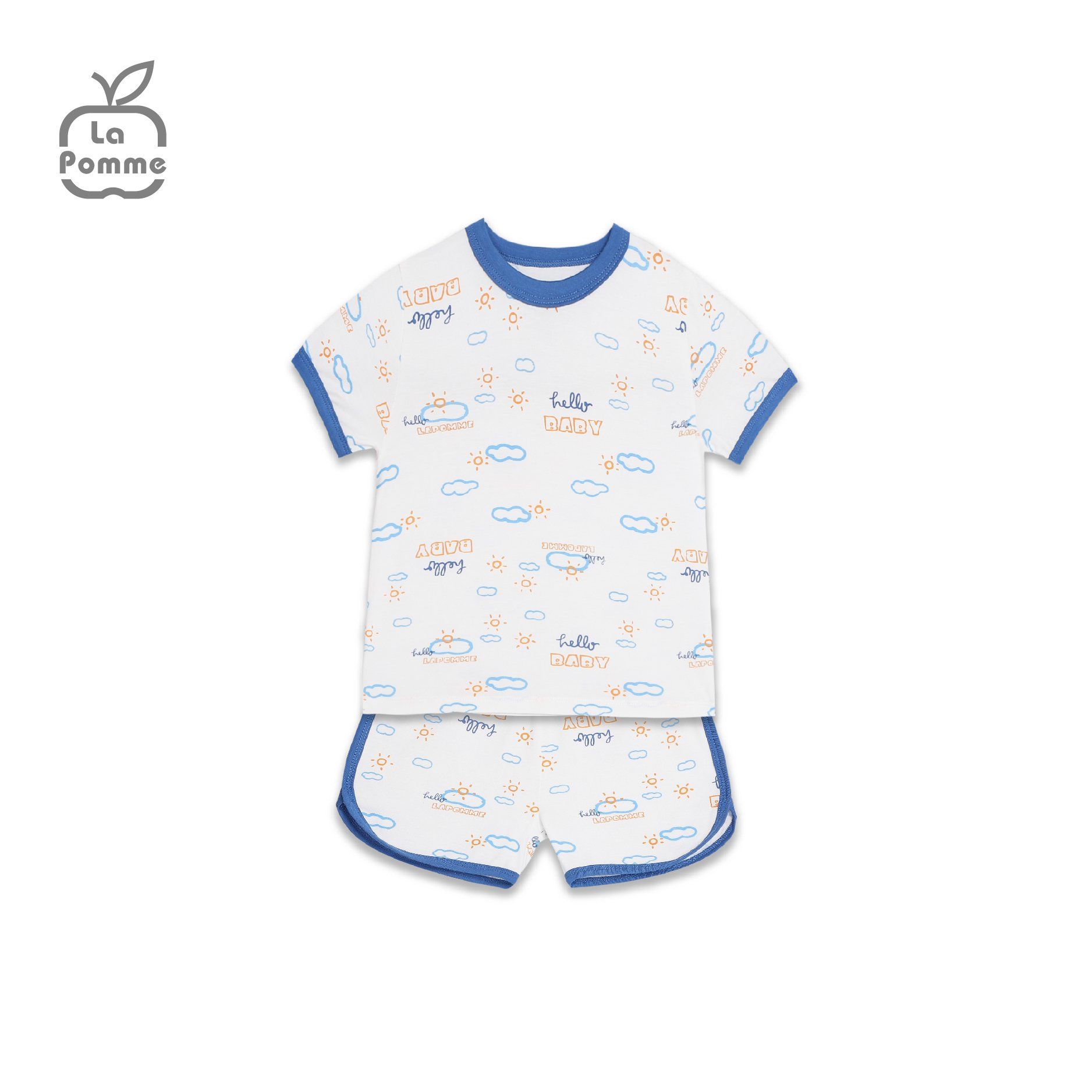 Bộ cộc tay La Pomme Bầu trời viền màu - Cam