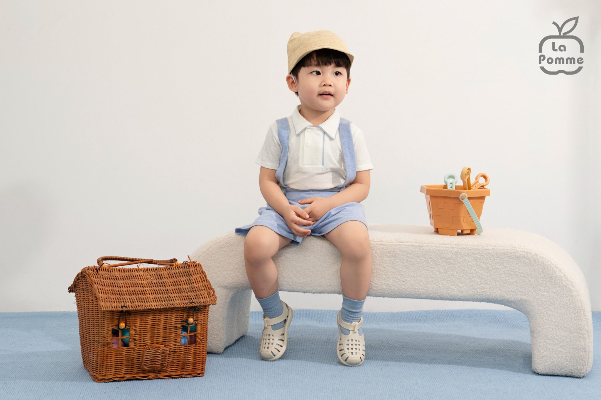 Bộ cộc tay La Pomme quần yếm thủy thủ nhí