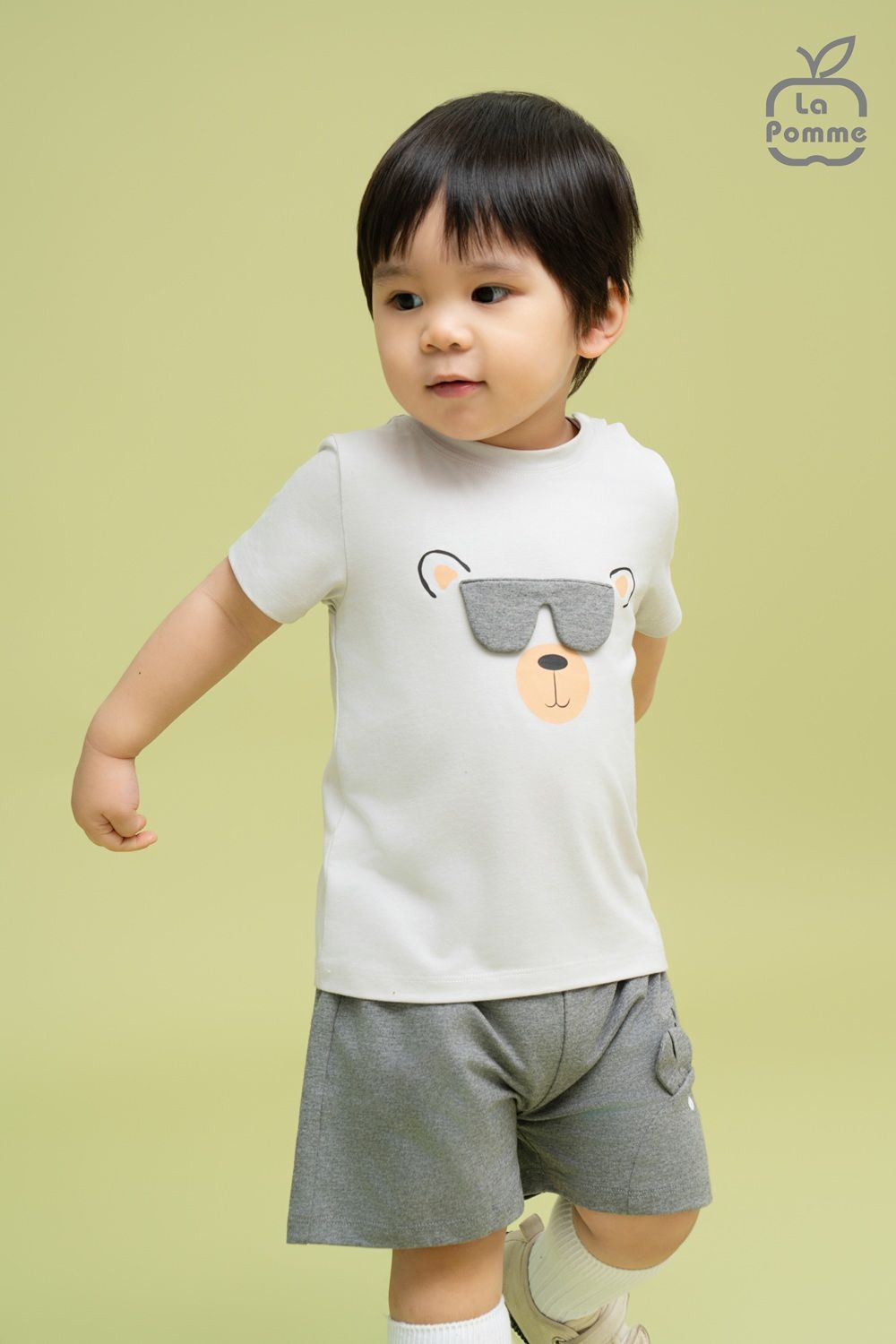 Bộ cộc tay La Pomme Bác gấu cool ngầu