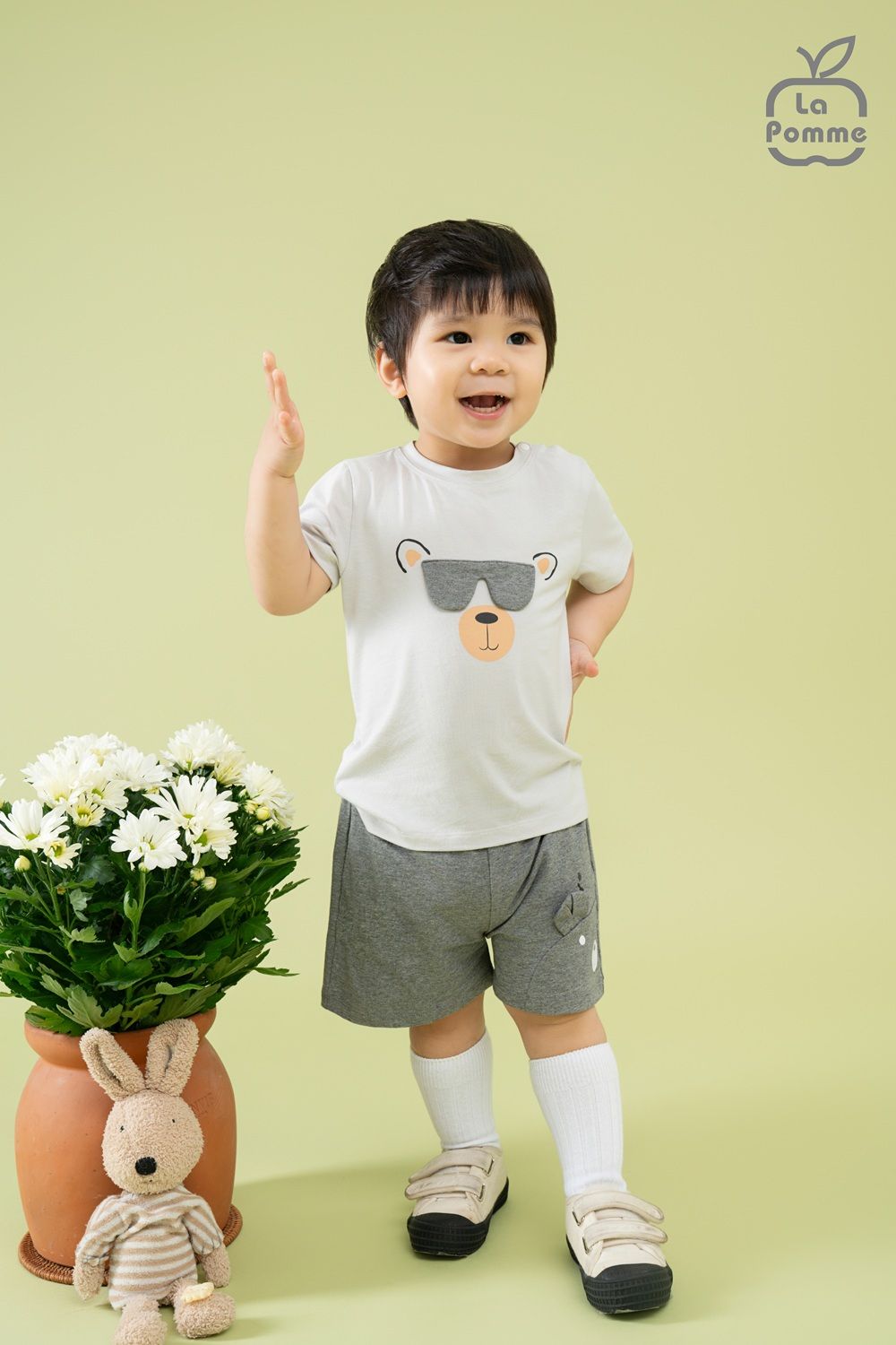 Bộ cộc tay La Pomme Bác gấu cool ngầu
