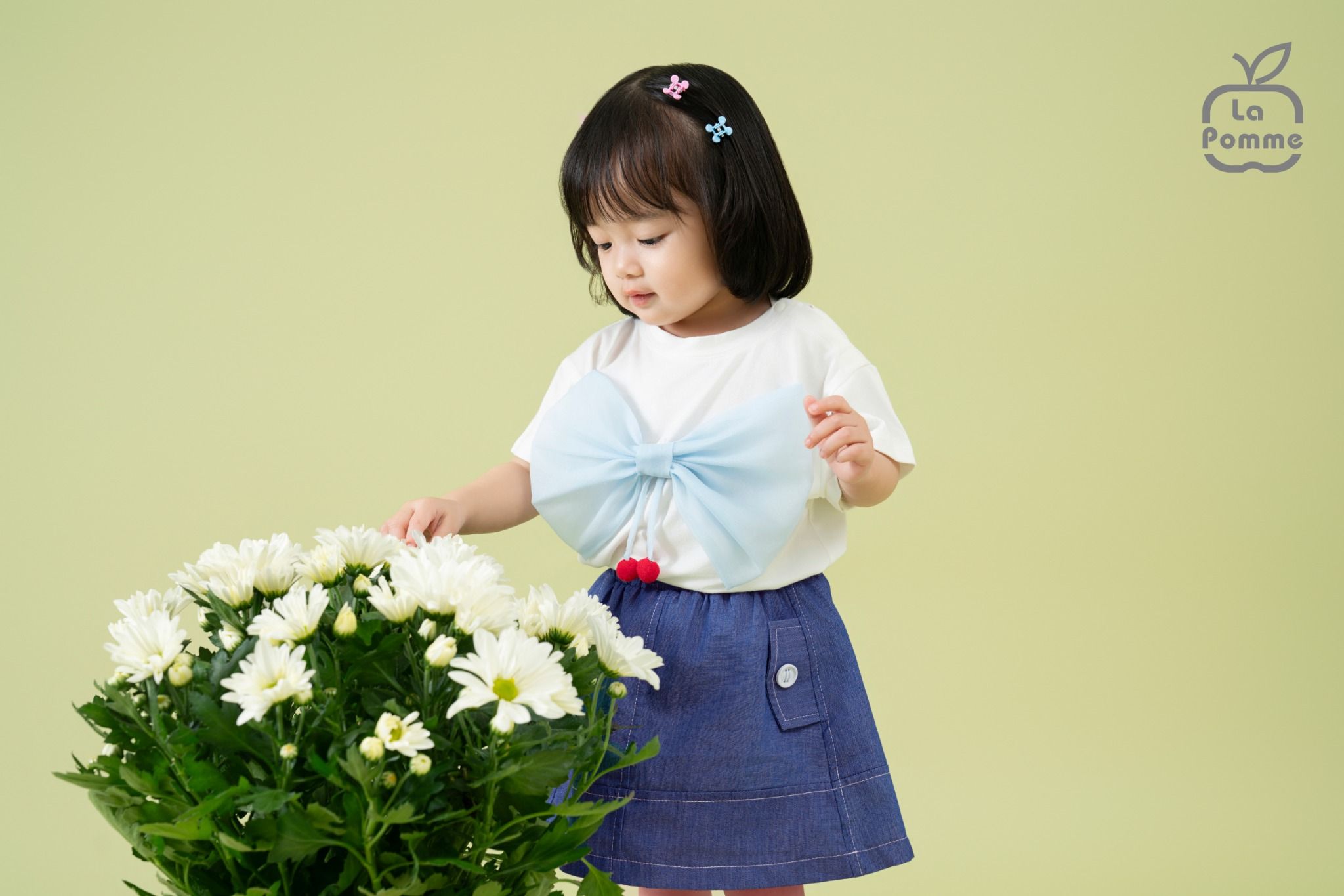 Bộ cộc tay La Pomme giả váy Áo nơ tung tăng