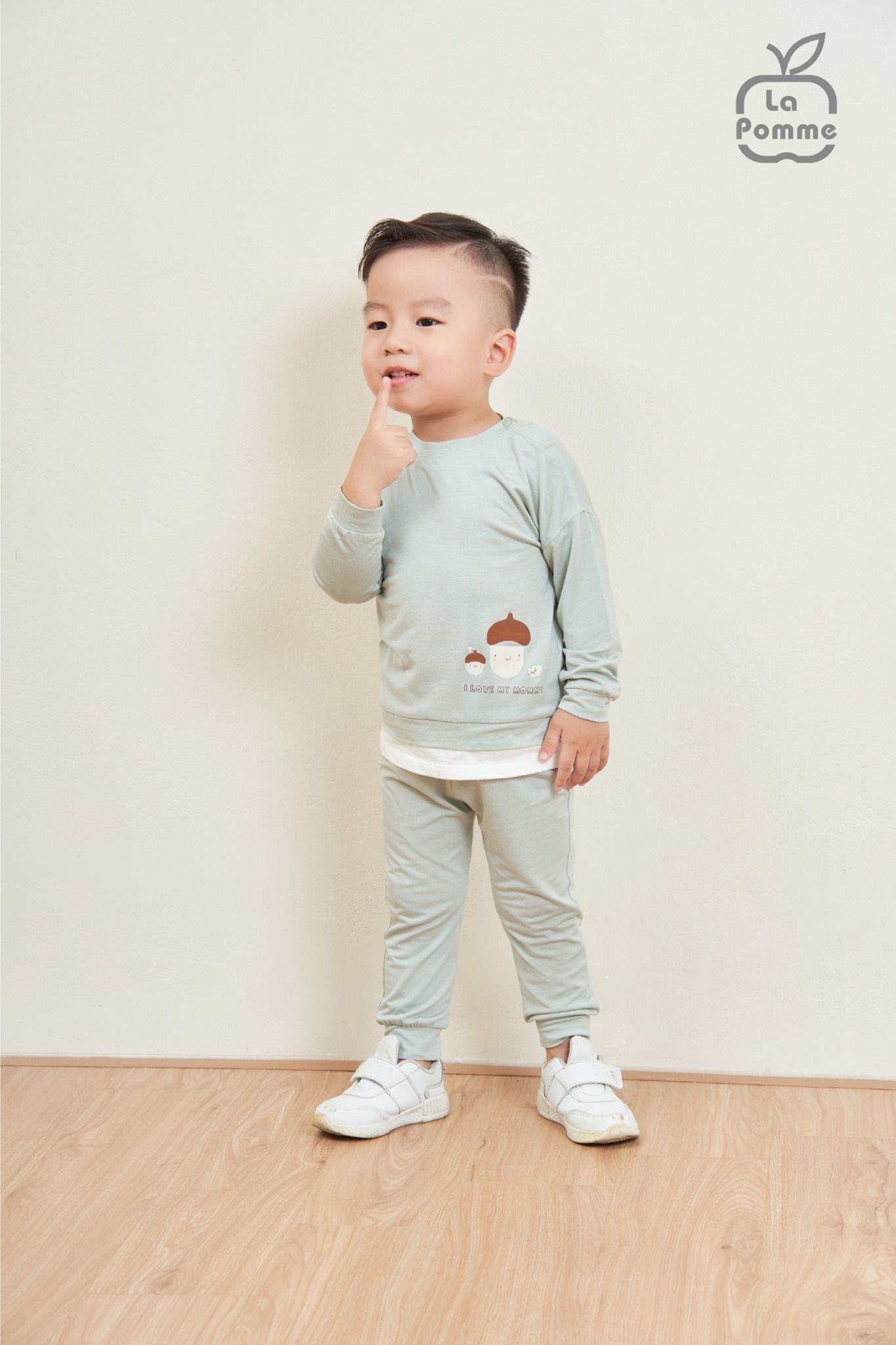 Bộ dài tay La Pomme Gia đình Sồi - Xanh