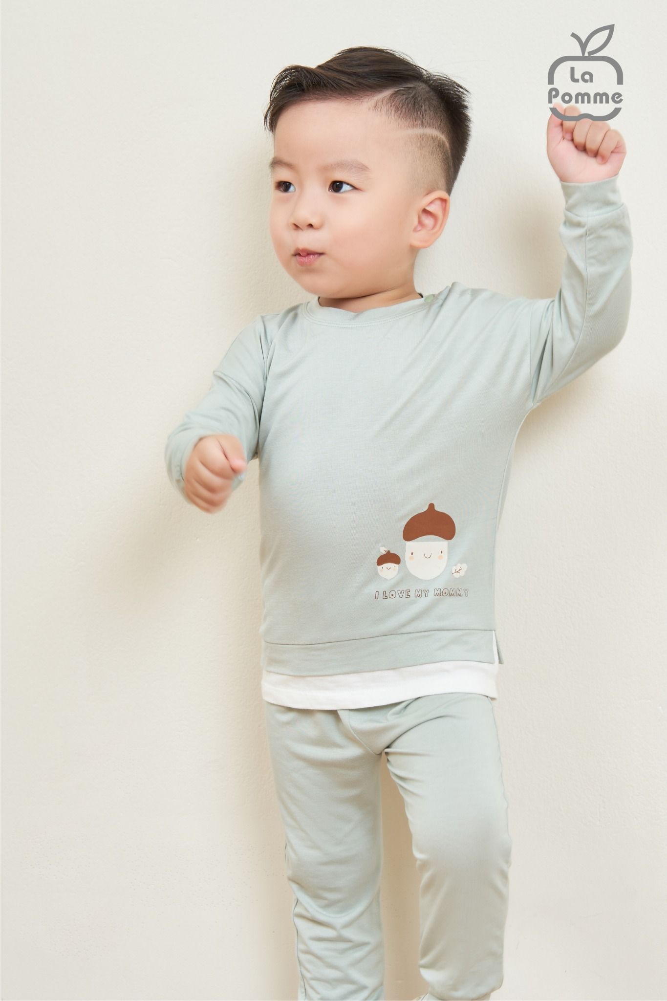Bộ dài tay La Pomme Gia đình Sồi - Nâu be