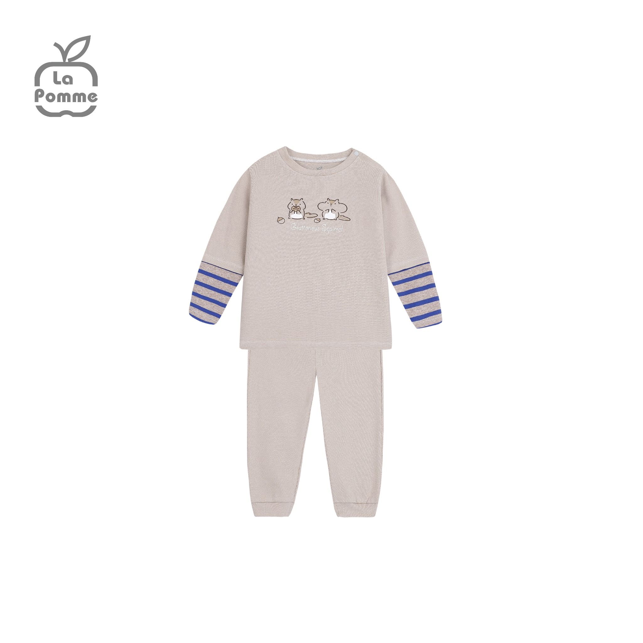 Bộ dài tay La Pomme Chubby Friends - Nâu