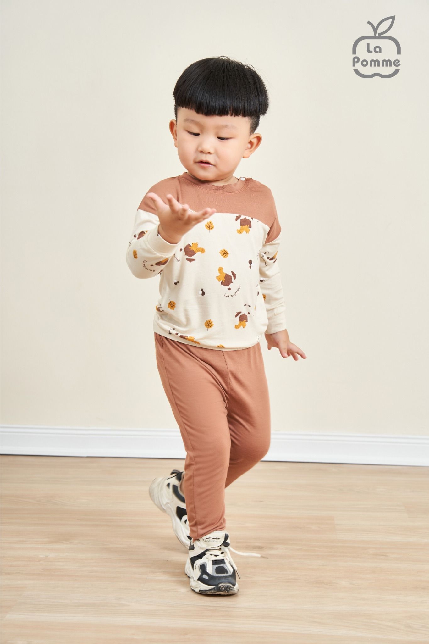 Bộ dài tay La Pomme Sóc nhí - Vàng