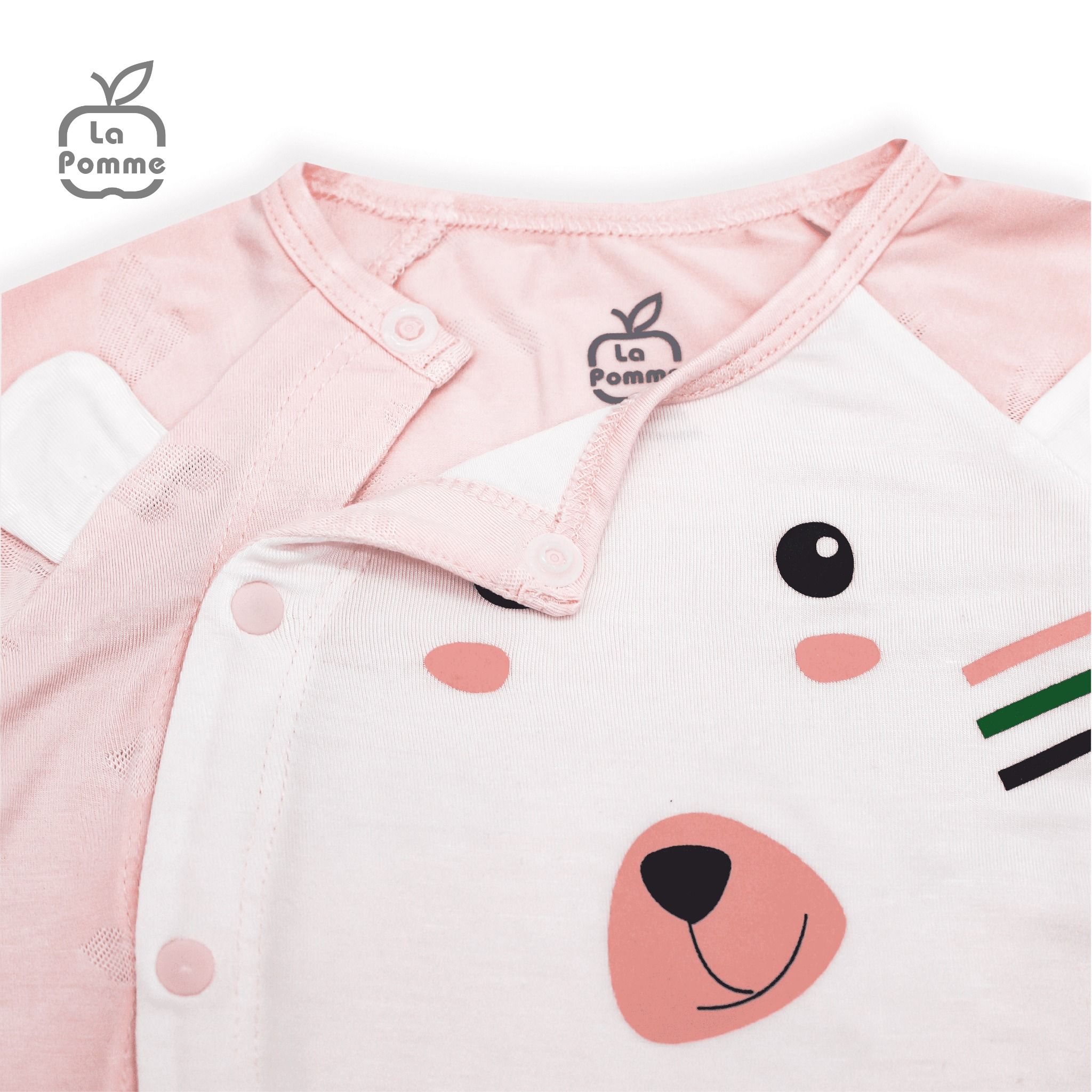 Body chip dài tay La Pomme cúc lệch Teddy Bear - Xanh trắng