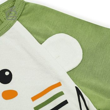 Bộ dài tay La Pomme cúc giữa Teddy Bear - Xanh vàng
