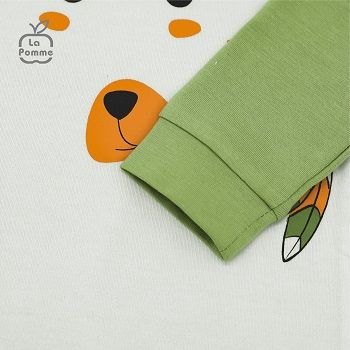 Bộ dài tay La Pomme cúc lệch Teddy Bear - Xanh vàng