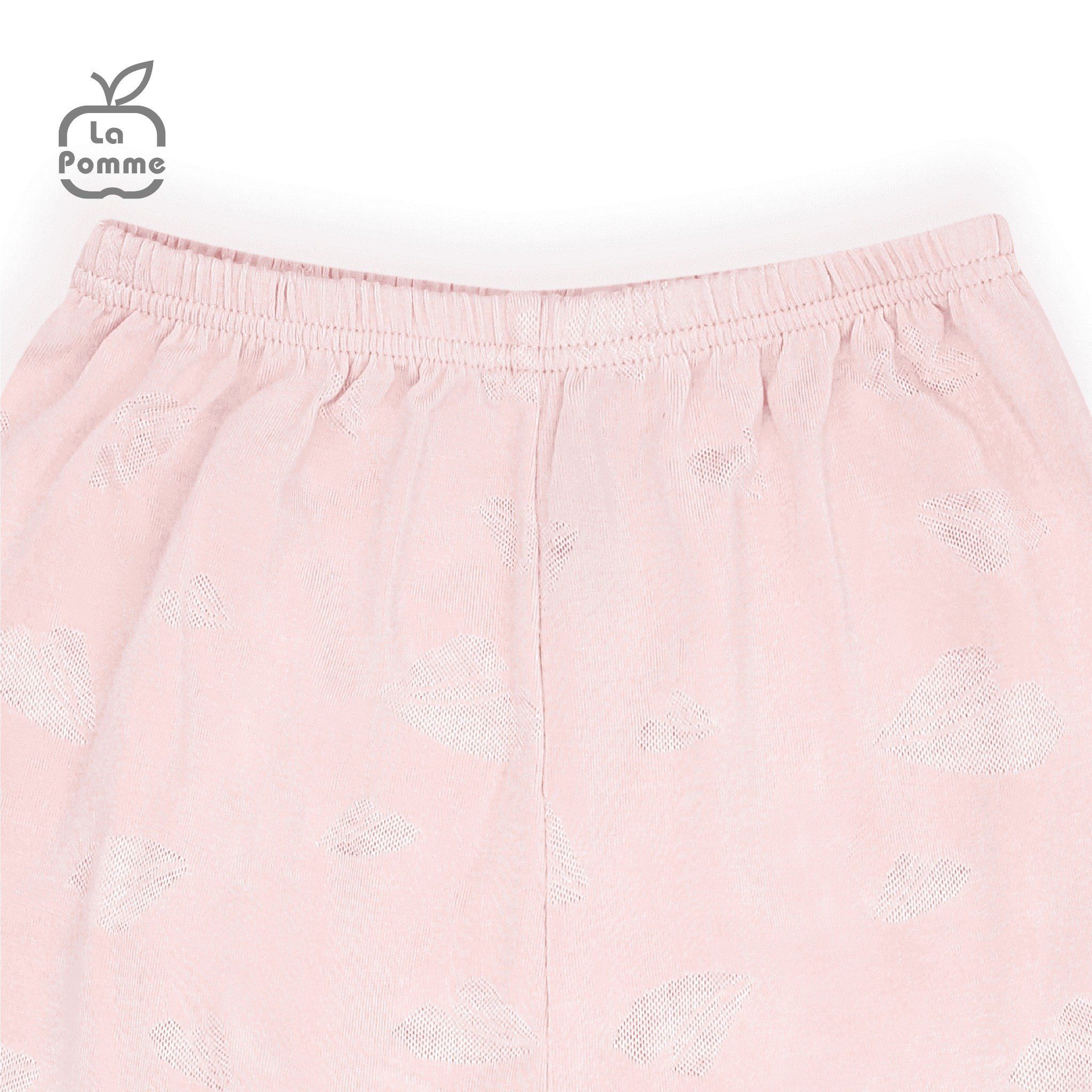 Body chip dài tay La Pomme cúc lệch Teddy Bear - Hồng trắng